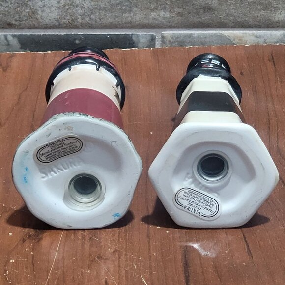 Sakura Lighthouse Salt Pepper Shaker Set By The Sea Hand Painted - Picture 7 of 10